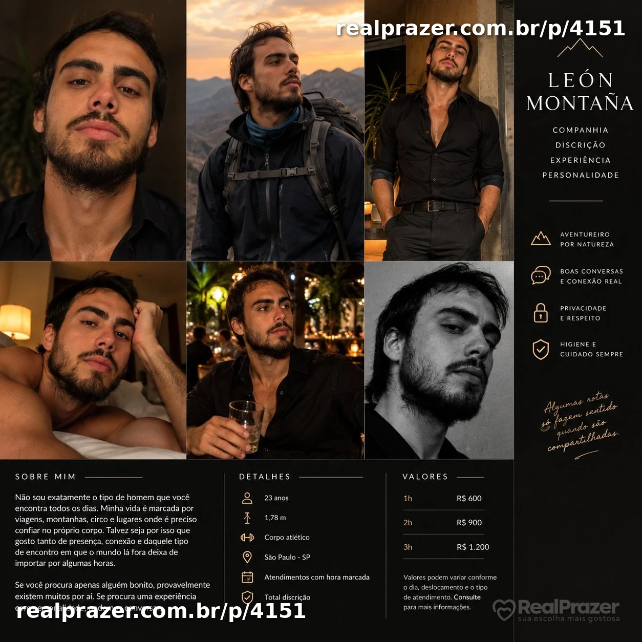 Valentin Leon, garoto de programa moreno corpo medio em São Paulo, SP - Real Prazer